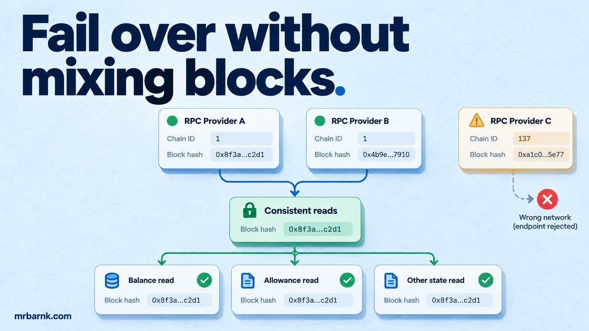 Related RPC reads remain pinned to one chain ID and block hash during failover.