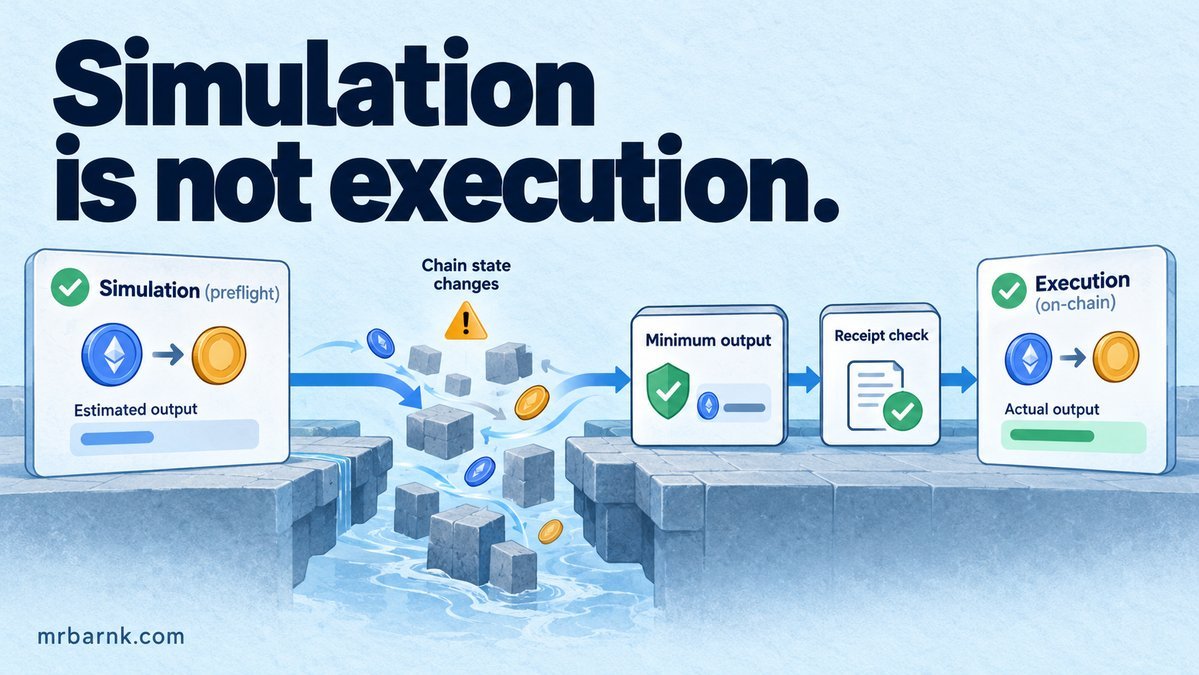 Swap preflight, transaction output bounds and receipt verification are separate stages.