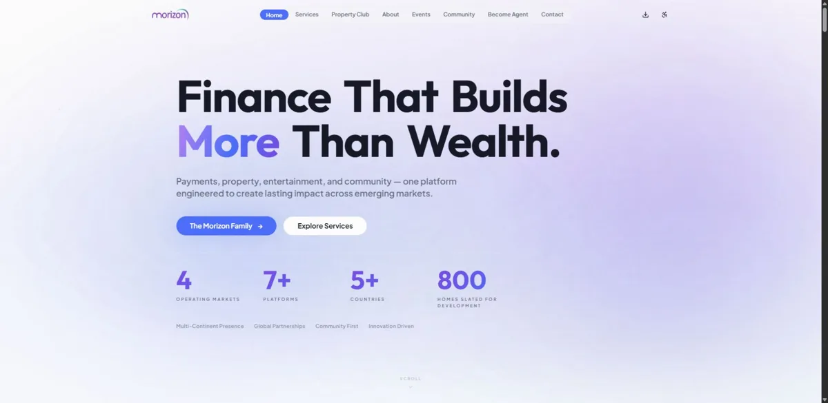 Morizon Hub website homepage