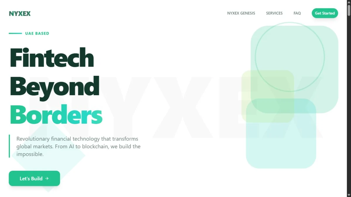 NYXEX website homepage