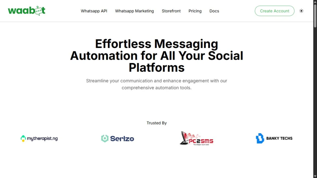 Waabot website homepage